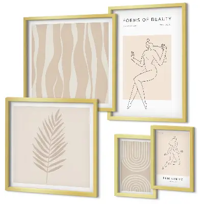 Set of 5 wall art pieces Beautiful minimalist motifs