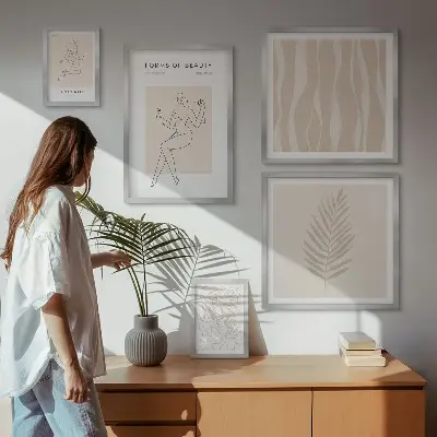 Framed photo set Stylish graphics of women and plants