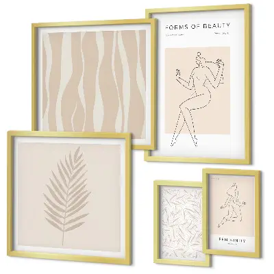 Framed photo set Stylish graphics of women and plants