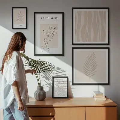 Framed photo set Stylish graphics of women and plants