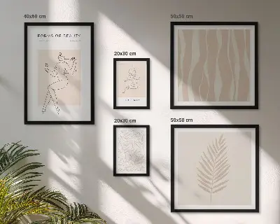 Framed photo set Stylish graphics of women and plants