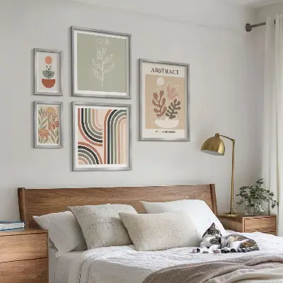 Set of 5 wall art pieces Stylish plant abstractions
