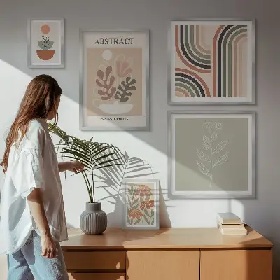Set of 5 wall art pieces Stylish plant abstractions