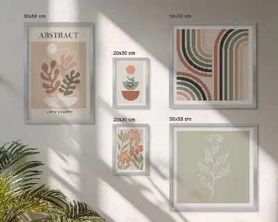 Set of 5 wall art pieces Stylish plant abstractions