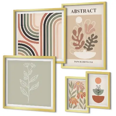 Set of 5 wall art pieces Stylish plant abstractions
