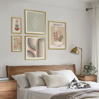 Set of 5 wall art pieces Stylish plant abstractions