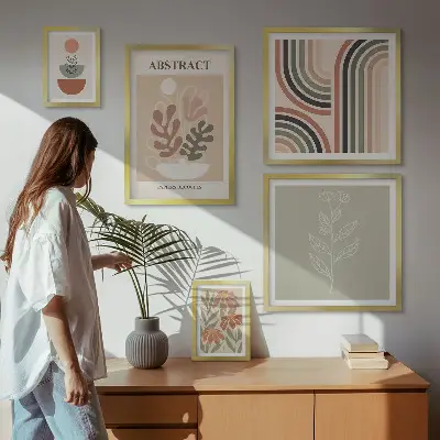 Set of 5 wall art pieces Stylish plant abstractions