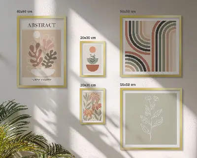 Set of 5 wall art pieces Stylish plant abstractions