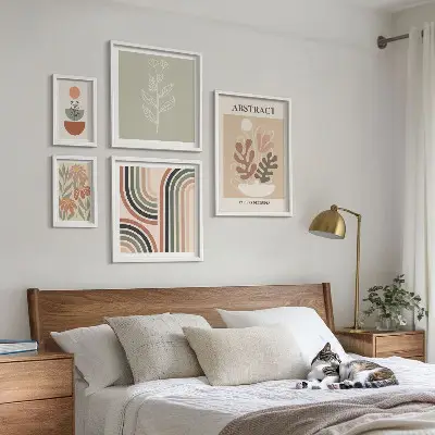Set of 5 wall art pieces Stylish plant abstractions