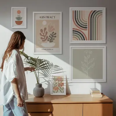 Set of 5 wall art pieces Stylish plant abstractions