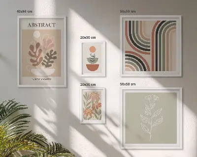 Set of 5 wall art pieces Stylish plant abstractions