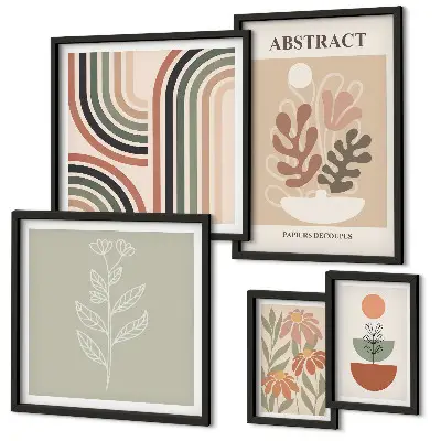 Set of 5 wall art pieces Stylish plant abstractions