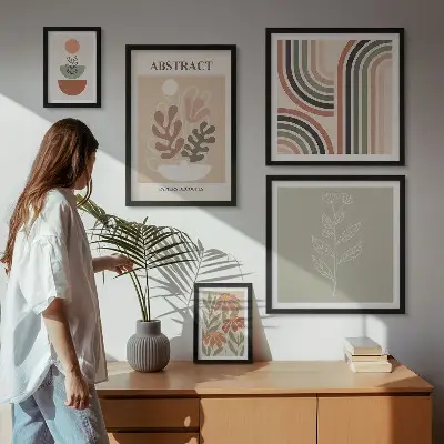 Set of 5 wall art pieces Stylish plant abstractions