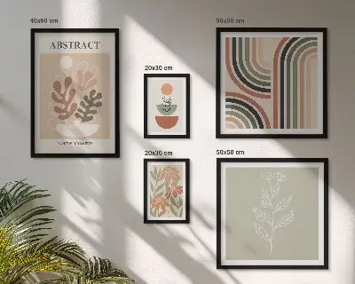 Set of 5 wall art pieces Stylish plant abstractions