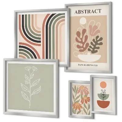 Set of 5 wall art pieces Stylish plant abstractions
