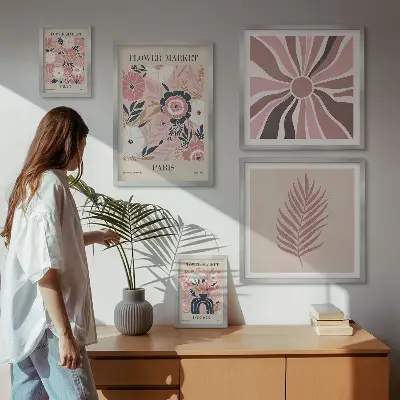 Framed photo set Boho style flower markets