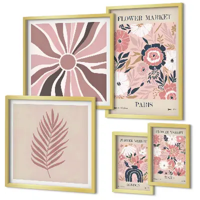 Framed photo set Boho style flower markets