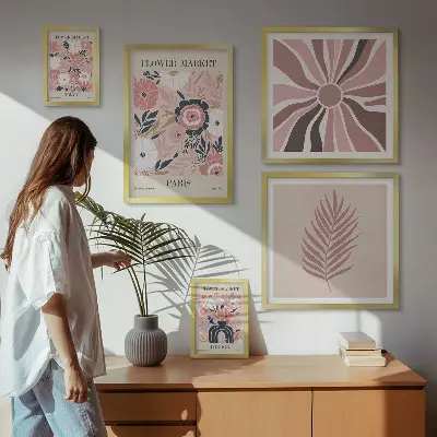 Framed photo set Boho style flower markets