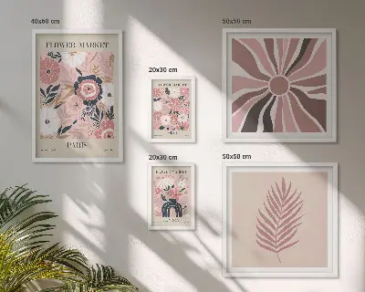 Framed photo set Boho style flower markets