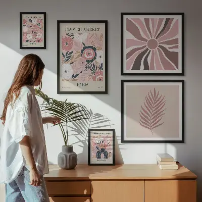 Framed photo set Boho style flower markets