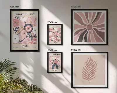 Framed photo set Boho style flower markets