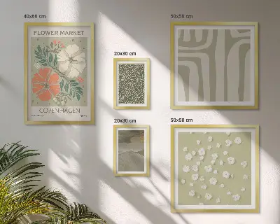 Set of 5 wall art pieces Plant motifs boho patterns