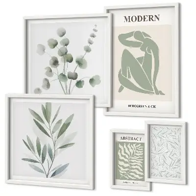 Framed photo set with stylish plant decorative motifs