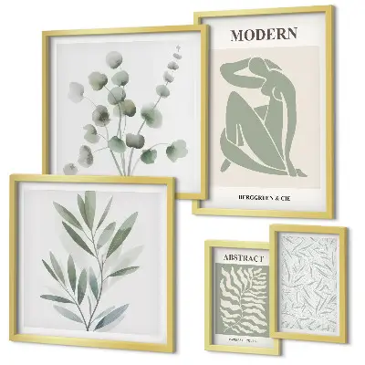 Framed photo set Stylish plant decorative motifs