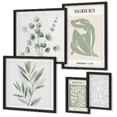Framed photo set Stylish plant decorative motifs