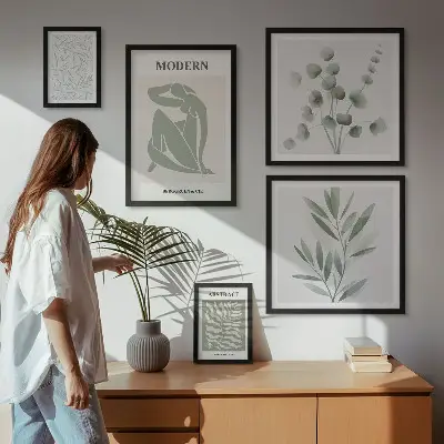 Framed photo set Stylish plant decorative motifs