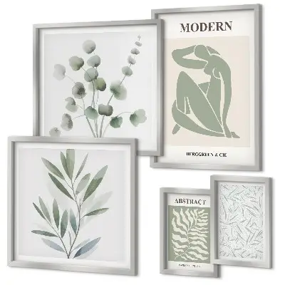 Framed photo set with stylish plant decorative motifs