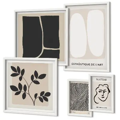 Set of 5 wall art pieces Stylish graphics minimalism lines