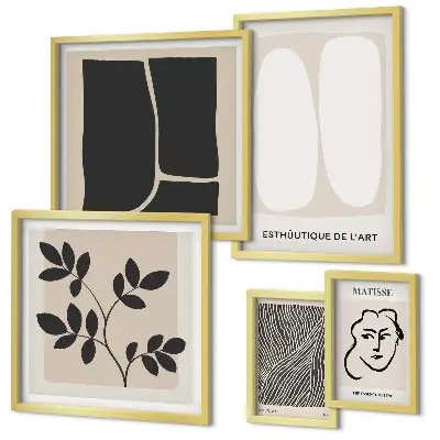 Set of 5 wall art pieces Stylish graphics minimalism lines