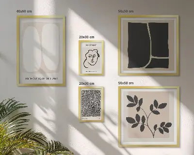 Set of 5 wall art pieces Stylish graphics minimalism lines