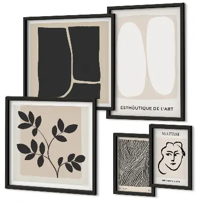 Set of 5 wall art pieces Stylish graphics minimalism lines