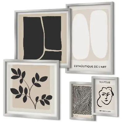 Set of 5 wall art pieces Stylish graphics minimalism lines
