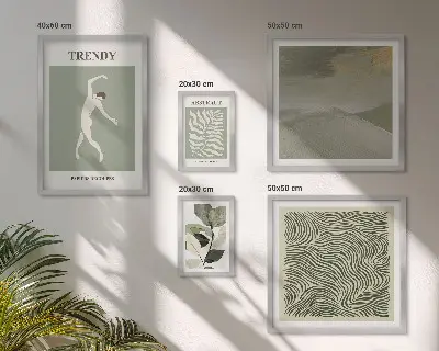 Gallery wall Stylish abstract plants