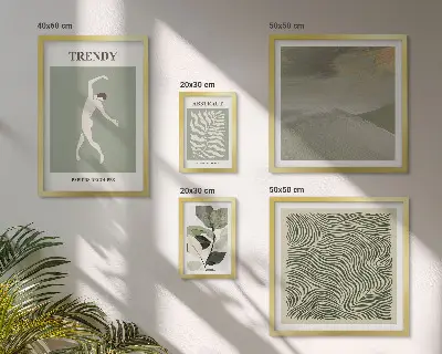 Gallery wall Stylish abstract plants