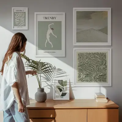 Gallery wall Stylish abstract plants
