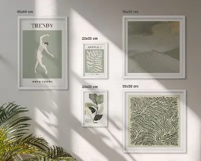 Gallery wall Stylish abstract plants