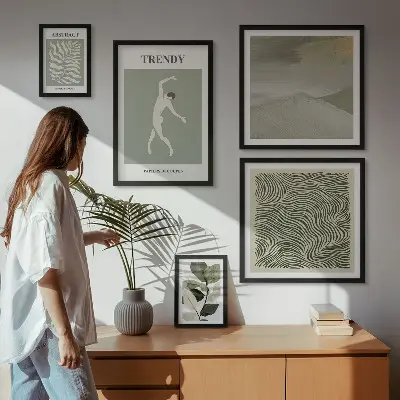 Gallery wall Stylish abstract plants