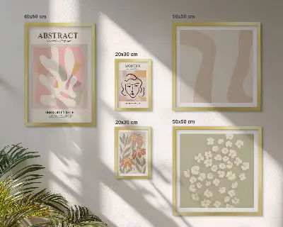 Framed photo set Stylish abstract flowers interior