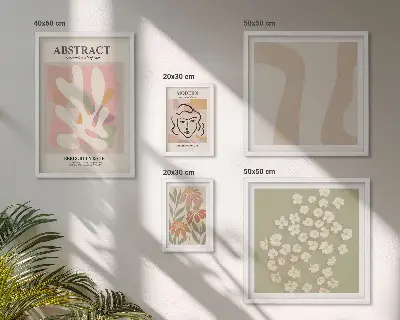 Framed photo set Stylish abstract flowers interior
