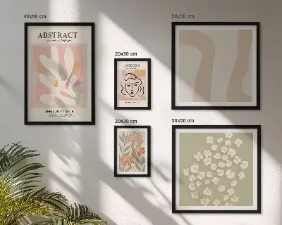 Framed photo set Stylish abstract flowers interior