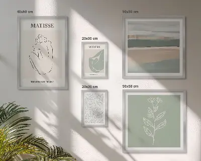Set of 5 wall art pieces Stylish plant graphics