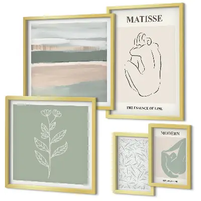 Set of 5 wall art pieces Stylish plant graphics