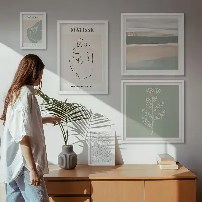 Set of 5 wall art pieces Stylish plant graphics