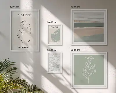 Set of 5 wall art pieces Stylish plant graphics