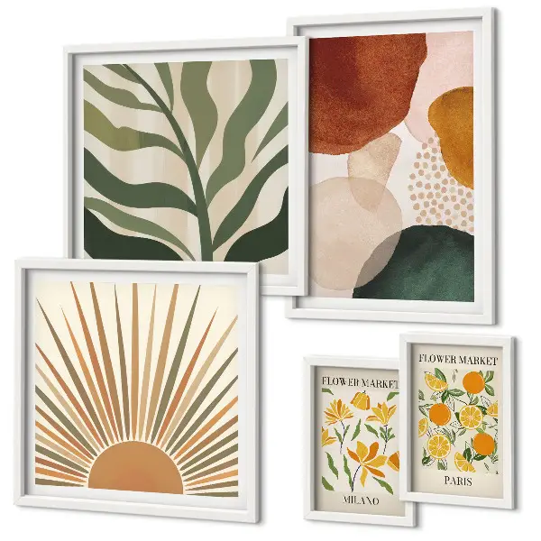 Set of 5 geometric plant wall art prints stylish plant graphics