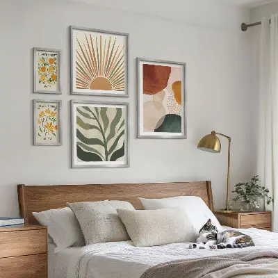 Set of 5 geometric plant wall art prints stylish plant graphics